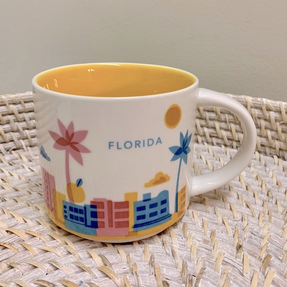 Starbucks Yellow Collector’s Coffee Mug - Florida You Are Here Series Palm Trees - Picture 1 of 7